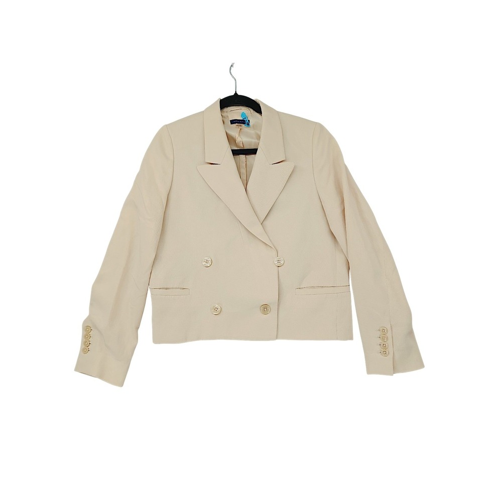 Tommy Hilfiger Linen Blazer 6 Women Cream Beige Double‎ Breasted Professional